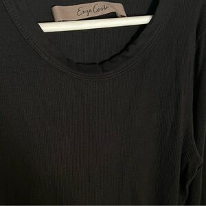 ENZA COSTA Silk Rib cropped long sleeve crew in black